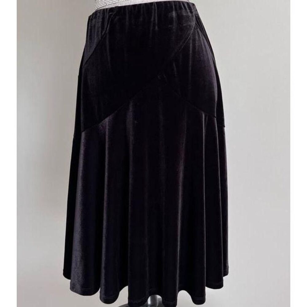 Coldwater Creek black Velvet midi‎ skirt size small - Picture 2 of 8